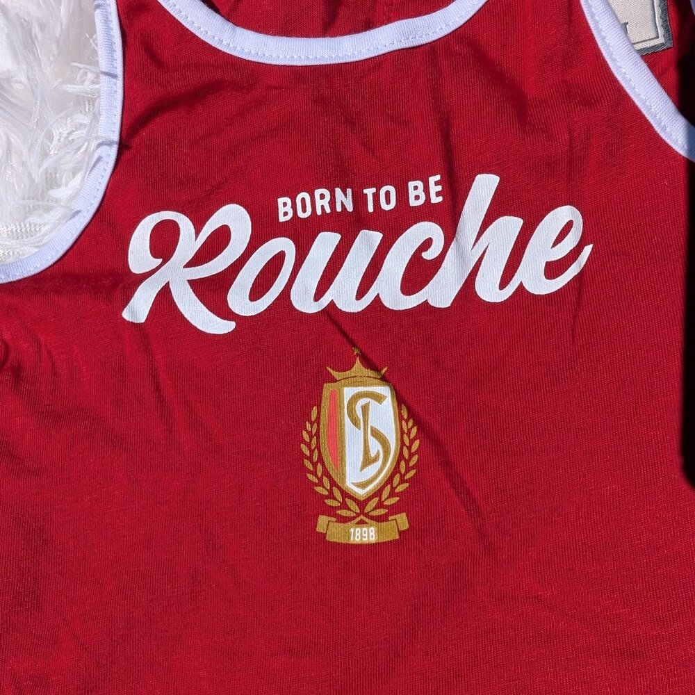 Red & White Girls’ Sleeveless Sports Dress – “Born to Be Rouche” 2T, 3T - Picture 2 of 4